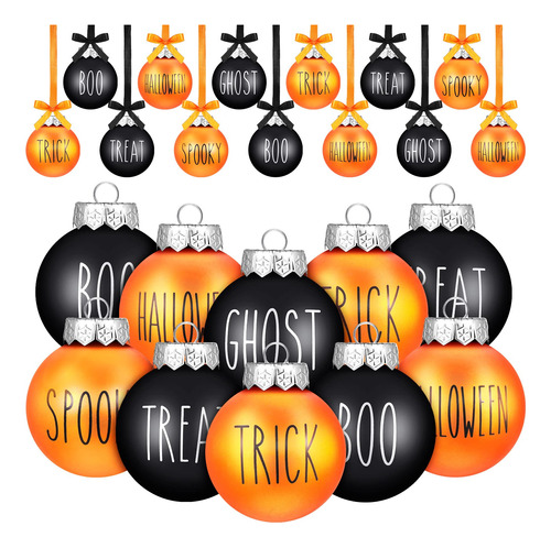 12 Piezas De Adornos De Bola De Halloween Para Arbol De Hall