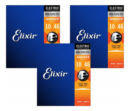 Elixir® 10-46 Cuerdas P Guitarra Electrica Nanoweb 3paq Orig