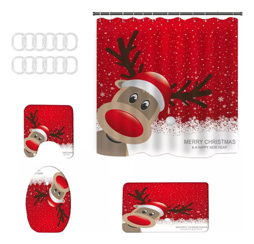 Set De Baño Navideño Con Multitud De Motivos, 4 Piezas