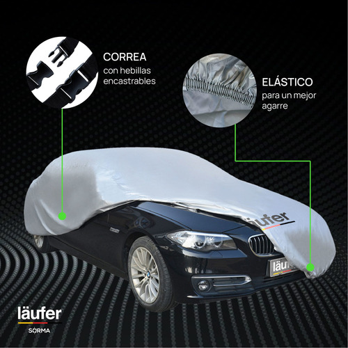 Imagen 7 de 10 de Funda Cubre Auto Laufer Nylon Doble Costura Impermeable