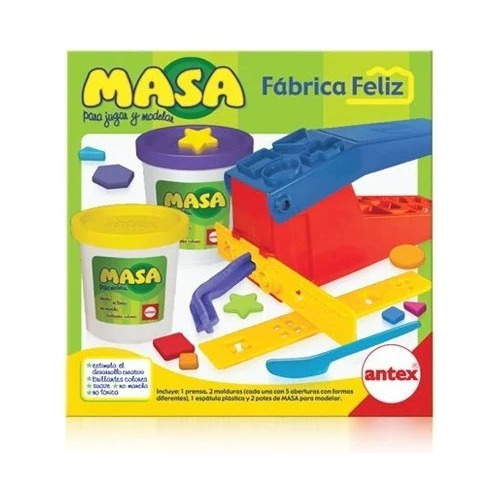 Masa Para Chicos Fábrica Feliz 2 Potes Extrusor Y Acc- Antex