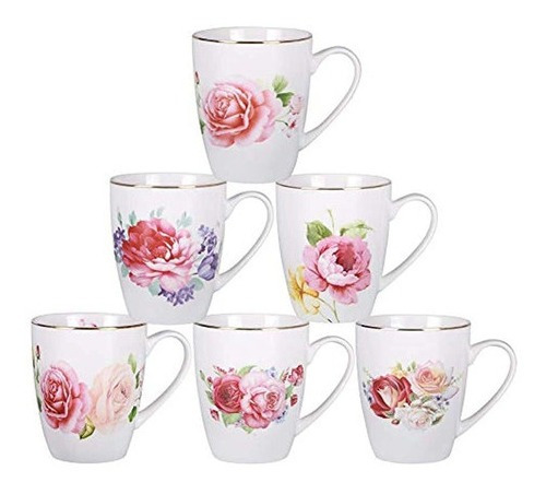 Juego De 6 Tazas De Té De Porcelana Con Diseño Para Mujer