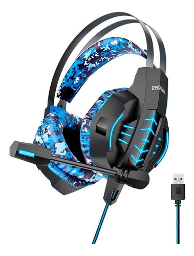Imagen 1 de 8 de Auricular Gaming Camuflado 7.1 Usb Pc, Software, Mic. Y Leds