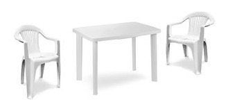 Juego De Jardin Patio Mesa Mas 8 Sillas Blanco Plástico Pvc
