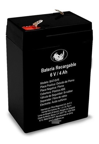 Bateria Rhino Original 6v Para Basculas Indicadores Bat-6vr