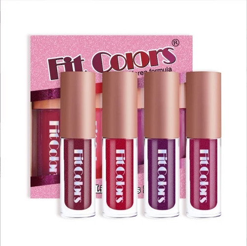 Set 4 Lipgloss Metalizados Glitter