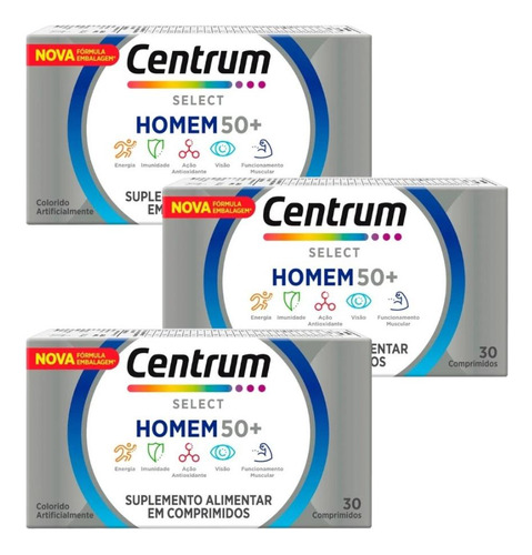 Kit Centrum Select Homem 50+ C/ 3 Cx De 30 Comprimidos Cada