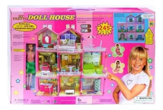 Casa De Muñecas De 3 Pisos Amoblada De 245 Piezas Doll House