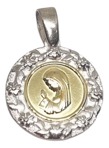 Imagen 1 de 7 de Dije Plata Y Oro Virgen Niña Con Corona Chica