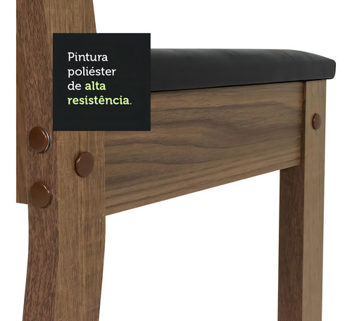 Sala De Jantar Mesa Tampo De Vidro 4 Cadeiras Espanha Madesa Cor Rustic/preto