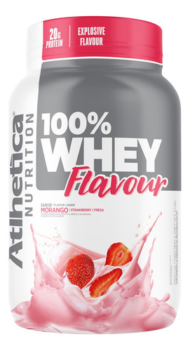100% Whey Flavour 900g Morango Atlhetica Nutrition