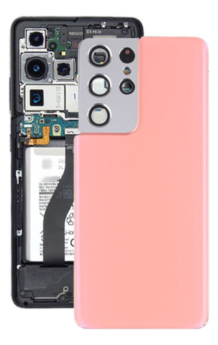 Tapa Trasera Para Samsung S21 Ultra Rosa Con Lente