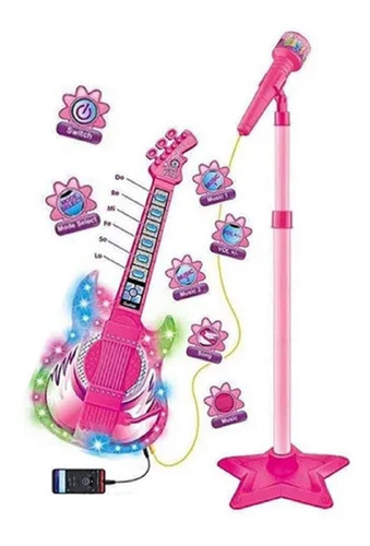 Micrófono Karaoke Con Guitarra Musical Infantil