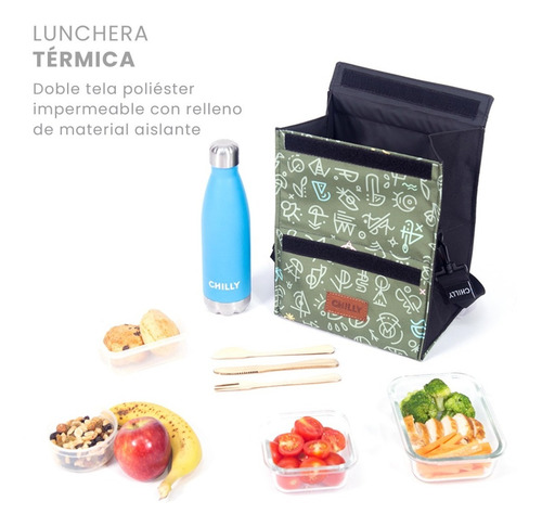 Imagen 3 de 9 de Lunchera Térmica 8 Lts Doodle Wall Chilly