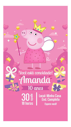 Convite Digital Escolha O Seu Envio Imediato Peppa Pig