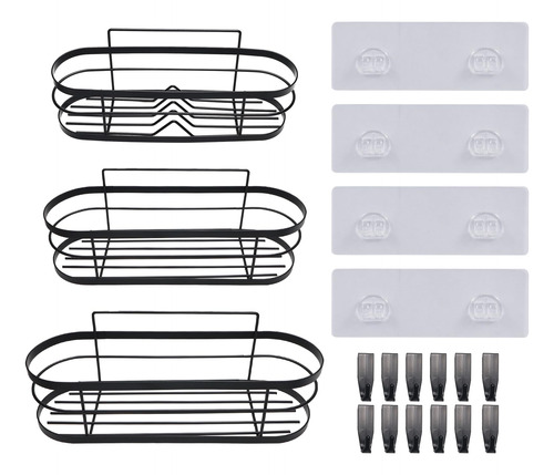 Organizador De Ducha Con Ganchos, 3 Estantes Adhesivos, Acer