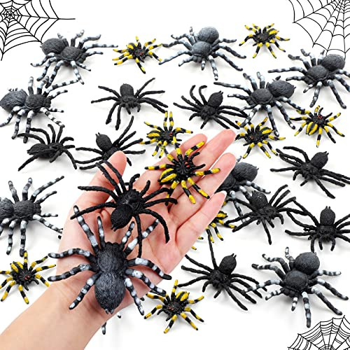30 Pieces Realistic Plastic Spider Toys Halloween Prank...