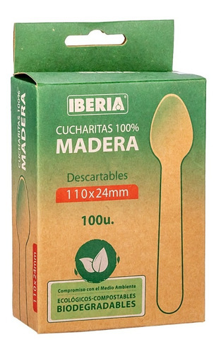 Cuchara Sundae Madera Descartable Iberia (24mmx 11cm) X100u.