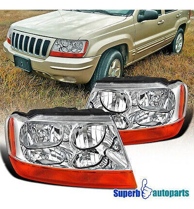Fits 1999-2004 Jeep Grand Cherokee Headlights Headlamps  Spa