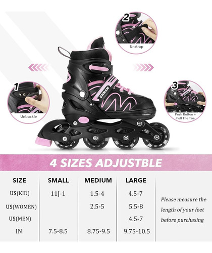 Patines En Línea Profesionales Adulto Ajustables Con Luces