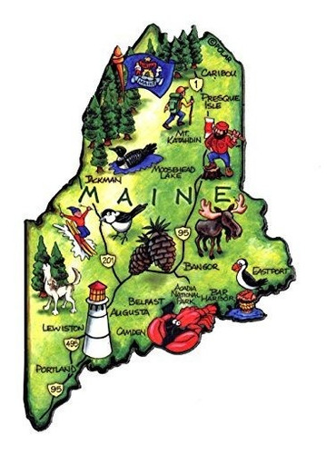 Imán Del Estado Del Mapa De Artwood Del Recuerdo De Maine