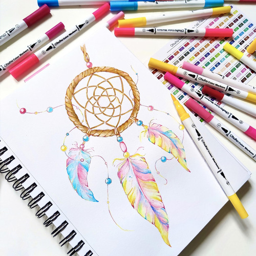 Marcadores Para Colorir Ohuhu Maui 60 Cores Com Pontas Dupla