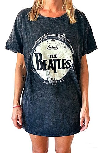 Remeron Nevado Mujer The Beatles Bombo Bateria Ringo Rock