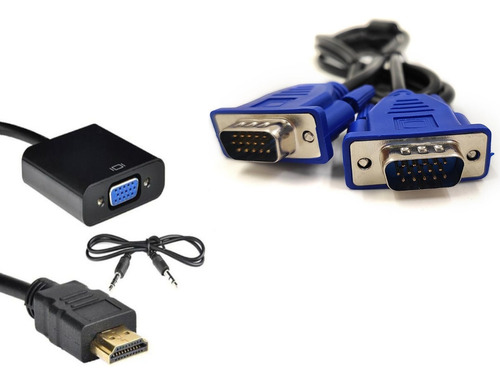 Adaptador Hdmi Vga Conversor + Cabo Vga Tv Notebook Monitor