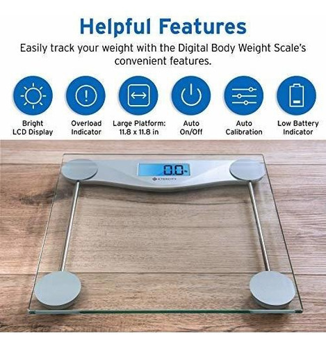 Etekcity, Báscula Digital Para Baño Con Peso Corporal. Color Plateado