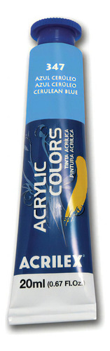 Tinta Acrílica Acrilex 20ml - Acrylic Colors - Tela E Outros Cor 347 - Azul Cerúleo