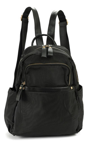 Mochila Urbana Canva Silvery En Nylon Color Negra