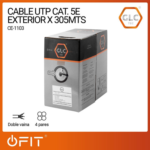Imagen 2 de 10 de Cable Utp Glc Bobina 305m Cat 5e Exterior Doble Vaina