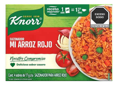 9 Pzas Sazonador Knorr Mi Arroz Rojo 4 Sobres De 17 G C/u