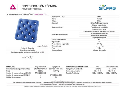 Imagen 4 de 6 de Almohadón Antiescaras Multipropósito Anatómico Silfab Am03