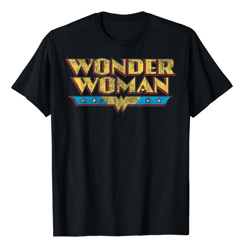 Dc Comics Wonder Woman Polera Con Logo Envejecido Vintage