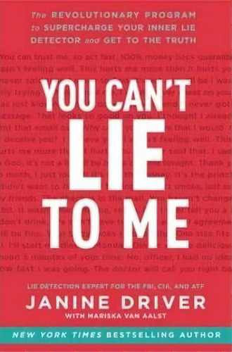 You Can't Lie To Me, De Janine Driver. Editorial Harpercollins Publishers Inc, Tapa Blanda En Inglés