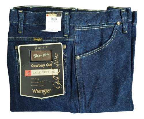 Pantalón Wrangler De Hombre Gold Edition Azul  Slim Fit