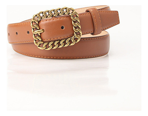 Cinturón De Cuero Para Mujer Con Hebilla Ajustable A La Moda