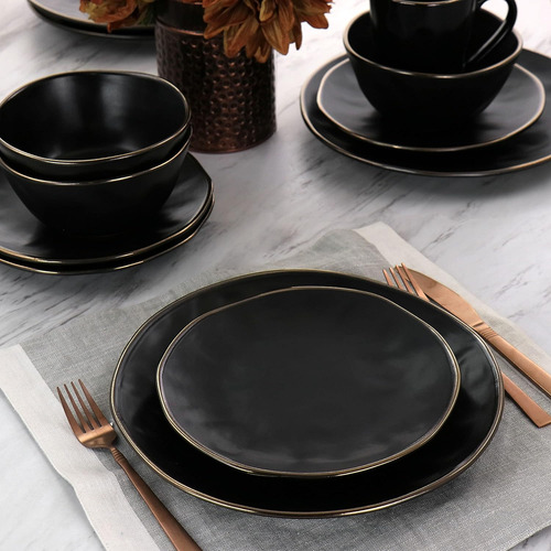 Vajilla En Set Cerámica Negro 16 Pzs Matte (elm-matte)