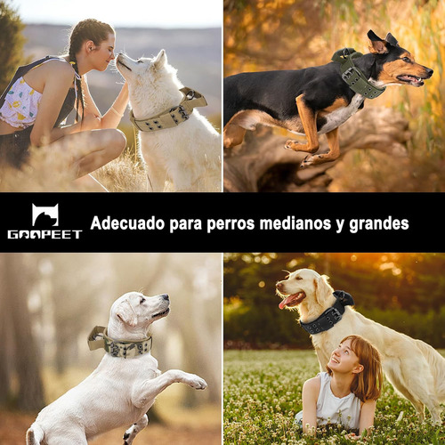 Collar para Perros Grandes y Extra Grandes – Collar Táctico Reforzado con Asa para Entrenamiento y Paseo, Acolchado con Neopreno Suave – GOOPEET