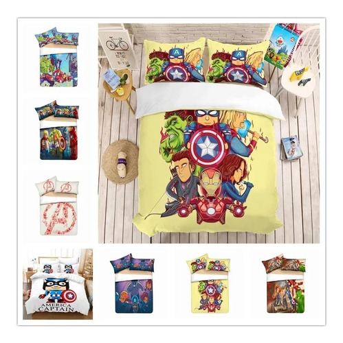 Edredon Para Cama Sencilla Cubrelecho Disney Avengers