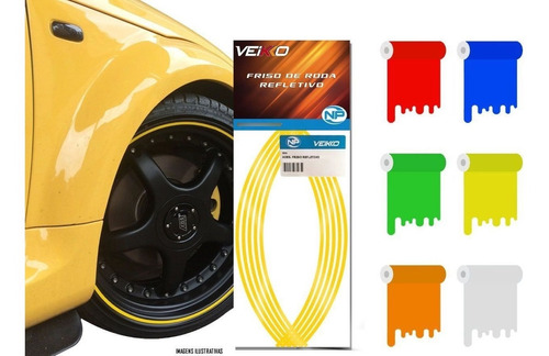 Faixa Adesivo Refletiva De Roda Carro Aro 16 5 Mm Cor Amarelo