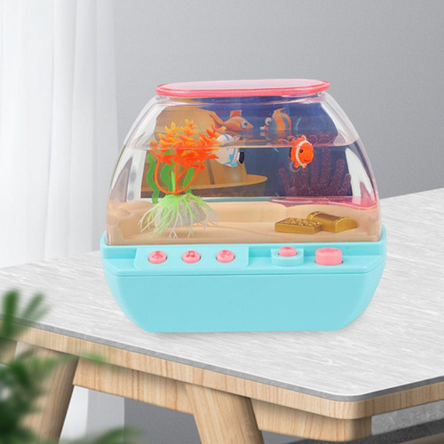 Acuario Pecera Decoración Dibujos Animados Mini Con Luz Con
