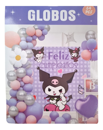 Set Decoracion Completa Kuromi/hello Kitty 64 Piezas 