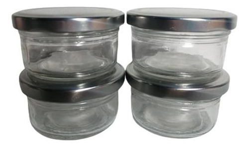 Set De 4 Contenedores De Vidrio Con Tapa De Aluminio 50ml