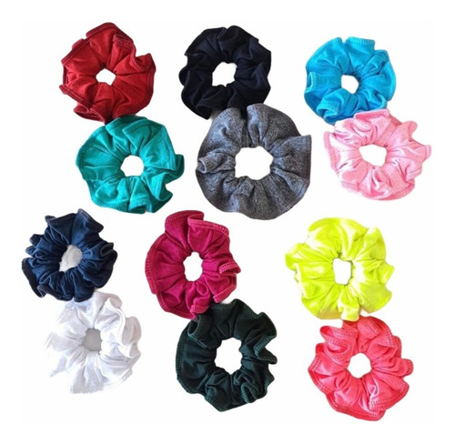 Kit 12 Xuxinhas Frufru Rabicó Scrunchies Para Cabelo Atacado