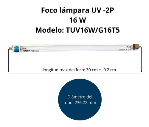 Imagen 5 de 5 de 16-foco Uv Repuesto Lámpara Uv 2pines Desinfeccion De Agua