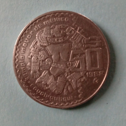 Moneda De 50 Pesos Coyolxauhuqui Templo Mayor 1982. 