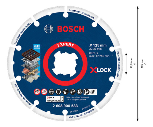 Disco Diamantado Para Metal Bosch X-lock 125mm