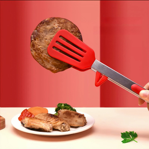 3 Pinzas De Cocina Con Espátula De Silicona Antiadherente